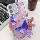 For iPhone 16 Plus Plating Texture Butterfly Wristband TPU Phone Case with Glitter Lens Film(Purple Butterflies HU4) - 1