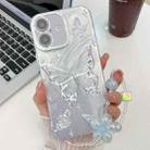 For iPhone 16 Plus Plating Texture Butterfly Wristband TPU Phone Case with Glitter Lens Film(Silver Butterflies HU6) - 1