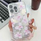 For iPhone 15 Pro Max Plating Texture Butterfly Wristband TPU Phone Case with Glitter Lens Film(Pink Butterflies HU5) - 1