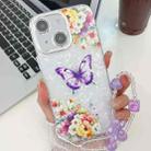 For iPhone 14 Plating Texture Butterfly Wristband TPU Phone Case with Glitter Lens Film(Flowers Butterflies HU1) - 1