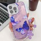 For iPhone 13 Pro Plating Texture Butterfly Wristband TPU Phone Case with Glitter Lens Film(Purple Butterflies HU4) - 1