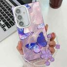 For Samsung Galaxy S24 FE 5G Plating Texture Butterfly Wristband TPU Phone Case with Glitter Lens Film(Purple Butterflies HU4) - 1