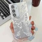For Samsung Galaxy A15 5G Plating Texture Butterfly Wristband TPU Phone Case with Glitter Lens Film(Silver Butterflies HU6) - 1