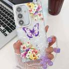 For Samsung Galaxy S24 5G Plating Texture Butterfly Wristband TPU Phone Case with Glitter Lens Film(Flowers Butterflies HU1) - 1