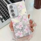 For Samsung Galaxy S24 5G Plating Texture Butterfly Wristband TPU Phone Case with Glitter Lens Film(Pink Butterflies HU5) - 1