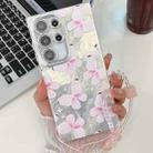 For Samsung Galaxy S23 Ultra 5G Plating Texture Butterfly Wristband TPU Phone Case with Glitter Lens Film(Pink Butterflies HU5) - 1