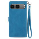 For OnePlus Nord 4 Embossed Flower Zipper Leather Phone Case(Blue) - 3