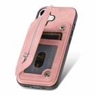 For iPhone 16 Pro Max Retro MagSafe Zipper Wallet Card Bag Back Phone Case(Pink) - 3