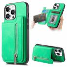 For iPhone 16 Pro Max Retro MagSafe Zipper Wallet Card Bag Back Phone Case(Green) - 1