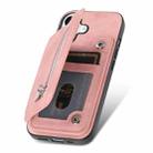 For iPhone 16 Pro Retro MagSafe Zipper Wallet Card Bag Back Phone Case(Pink) - 3