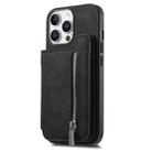 For iPhone 16 Pro Retro MagSafe Zipper Wallet Card Bag Back Phone Case(Black) - 2