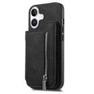 For iPhone 16 Plus Retro MagSafe Zipper Wallet Card Bag Back Phone Case(Black) - 2