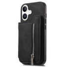 For iPhone 16 Retro MagSafe Zipper Wallet Card Bag Back Phone Case(Black) - 2