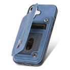 For iPhone 15 Pro Retro MagSafe Zipper Wallet Card Bag Back Phone Case(Blue) - 3