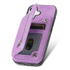 For iPhone 15 Pro Retro MagSafe Zipper Wallet Card Bag Back Phone Case(Purple) - 3