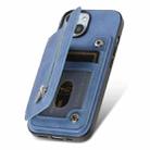 For iPhone 15 Plus Retro MagSafe Zipper Wallet Card Bag Back Phone Case(Blue) - 3