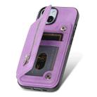 For iPhone 15 Plus Retro MagSafe Zipper Wallet Card Bag Back Phone Case(Purple) - 3