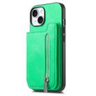 For iPhone 15 Plus Retro MagSafe Zipper Wallet Card Bag Back Phone Case(Green) - 2