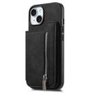 For iPhone 15 Plus Retro MagSafe Zipper Wallet Card Bag Back Phone Case(Black) - 2