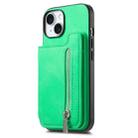 For iPhone 14 Plus Retro MagSafe Zipper Wallet Card Bag Back Phone Case(Green) - 2