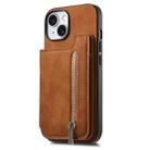 For iPhone 14 Plus Retro MagSafe Zipper Wallet Card Bag Back Phone Case(Brown) - 2