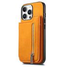 For iPhone 13 Pro Max Retro MagSafe Zipper Wallet Card Bag Back Phone Case(Yellow) - 2