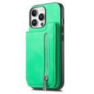 For iPhone 13 Pro Max Retro MagSafe Zipper Wallet Card Bag Back Phone Case(Green) - 2