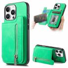 For iPhone 13 Pro Retro MagSafe Zipper Wallet Card Bag Back Phone Case(Green) - 1