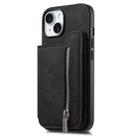 For iPhone 13 Retro MagSafe Zipper Wallet Card Bag Back Phone Case(Black) - 2