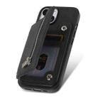 For iPhone 13 Retro MagSafe Zipper Wallet Card Bag Back Phone Case(Black) - 3