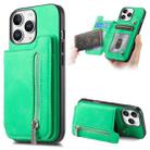 For iPhone 11 Pro Max Retro MagSafe Zipper Wallet Card Bag Back Phone Case(Green) - 1