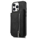 For iPhone 11 Pro Max Retro MagSafe Zipper Wallet Card Bag Back Phone Case(Black) - 2