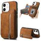 For iPhone 11 Retro MagSafe Zipper Wallet Card Bag Back Phone Case(Brown) - 1