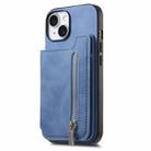 For iPhone 11 Pro Retro MagSafe Zipper Wallet Card Bag Back Phone Case(Blue) - 2