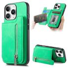 For iPhone 11 Pro Retro MagSafe Zipper Wallet Card Bag Back Phone Case(Green) - 1