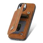 For iPhone 11 Pro Retro MagSafe Zipper Wallet Card Bag Back Phone Case(Brown) - 3