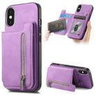 For iPhone XS Max Retro MagSafe Zipper Wallet Card Bag Back Phone Case(Purple) - 1