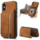 For iPhone XS Max Retro MagSafe Zipper Wallet Card Bag Back Phone Case(Brown) - 1