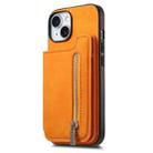 For iPhone 7 / 8 / SE 2022 Retro MagSafe Zipper Wallet Card Bag Back Phone Case(Yellow) - 2