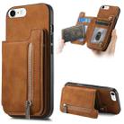 For iPhone 7 / 8 / SE 2022 Retro MagSafe Zipper Wallet Card Bag Back Phone Case(Brown) - 1