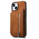For iPhone 7 / 8 / SE 2022 Retro MagSafe Zipper Wallet Card Bag Back Phone Case(Brown) - 2