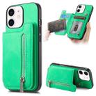 For iPhone 12 / 12 Pro Retro MagSafe Zipper Wallet Card Bag Back Phone Case(Green) - 1