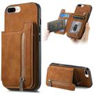 For iPhone 7 Plus / 8 Plus Retro MagSafe Zipper Wallet Card Bag Back Phone Case(Brown) - 1