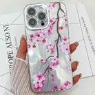 For iPhone 16 Pro Max Electroplating Flowers Plants Texture TPU Phone Case(Plum Flower FL6) - 1