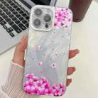 For iPhone 16 Pro Max Electroplating Flowers Plants Texture TPU Phone Case(Sakura FL12) - 1