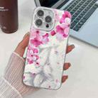 For iPhone 16 Pro Max Electroplating Flowers Plants Texture TPU Phone Case(Peach Blossom FL18) - 1