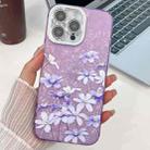 For iPhone 16 Pro Electroplating Flowers Plants Texture TPU Phone Case(Lilac Flowers FL16) - 1