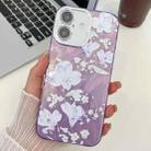 For iPhone 16 Plus Electroplating Flowers Plants Texture TPU Phone Case(Pale Purple FlowerFL11) - 1