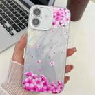 For iPhone 16 Plus Electroplating Flowers Plants Texture TPU Phone Case(Sakura FL12) - 1