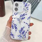 For iPhone 16 Plus Electroplating Flowers Plants Texture TPU Phone Case(Blue Flower FL13) - 1